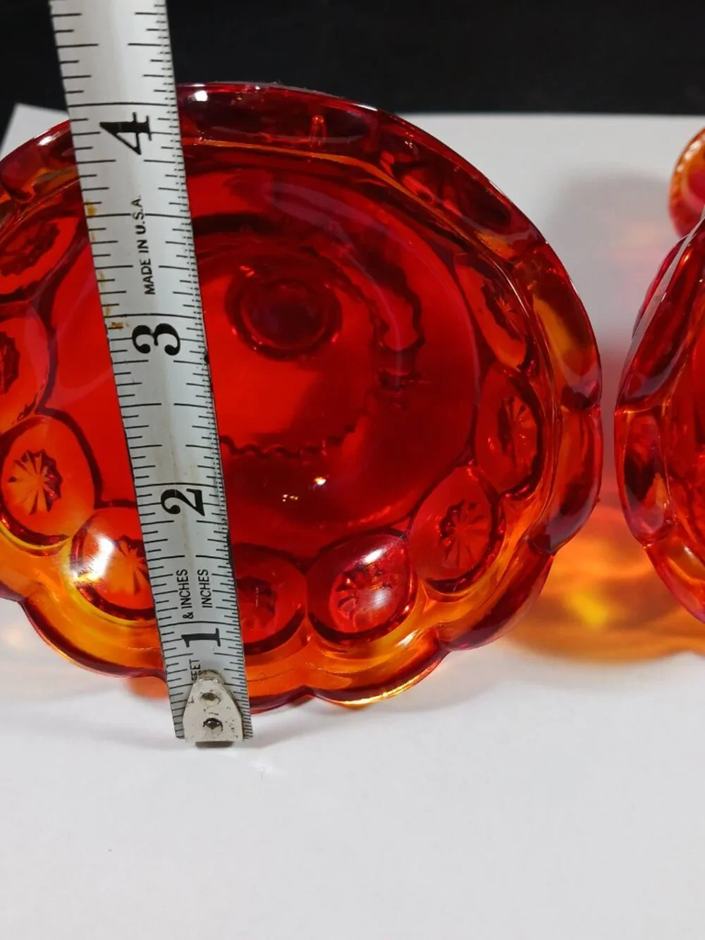 Vintage LE Smith Amberina Glass Candle Holders: Moon & Stars